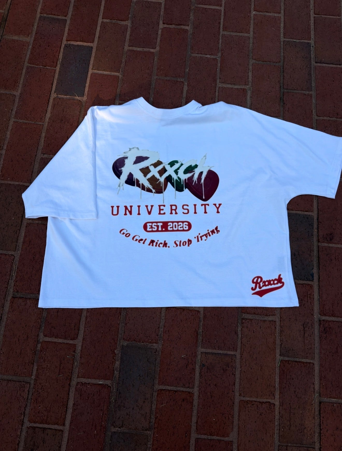 "Rxxch University" Red Oversized Tees