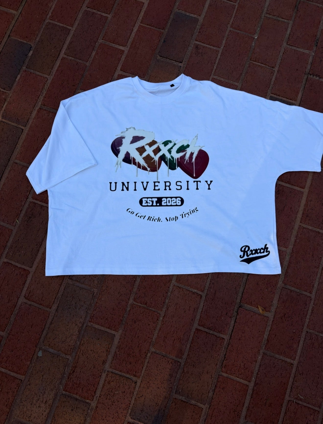 "Rxxch University" Black Oversized Tees